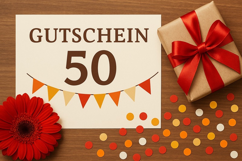 Gutschein zum 50. Geburtstag – 100 Ideen für Männer und Frauen
