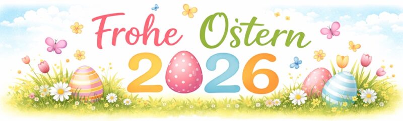 Frohe Ostern 2026 Schriftzug